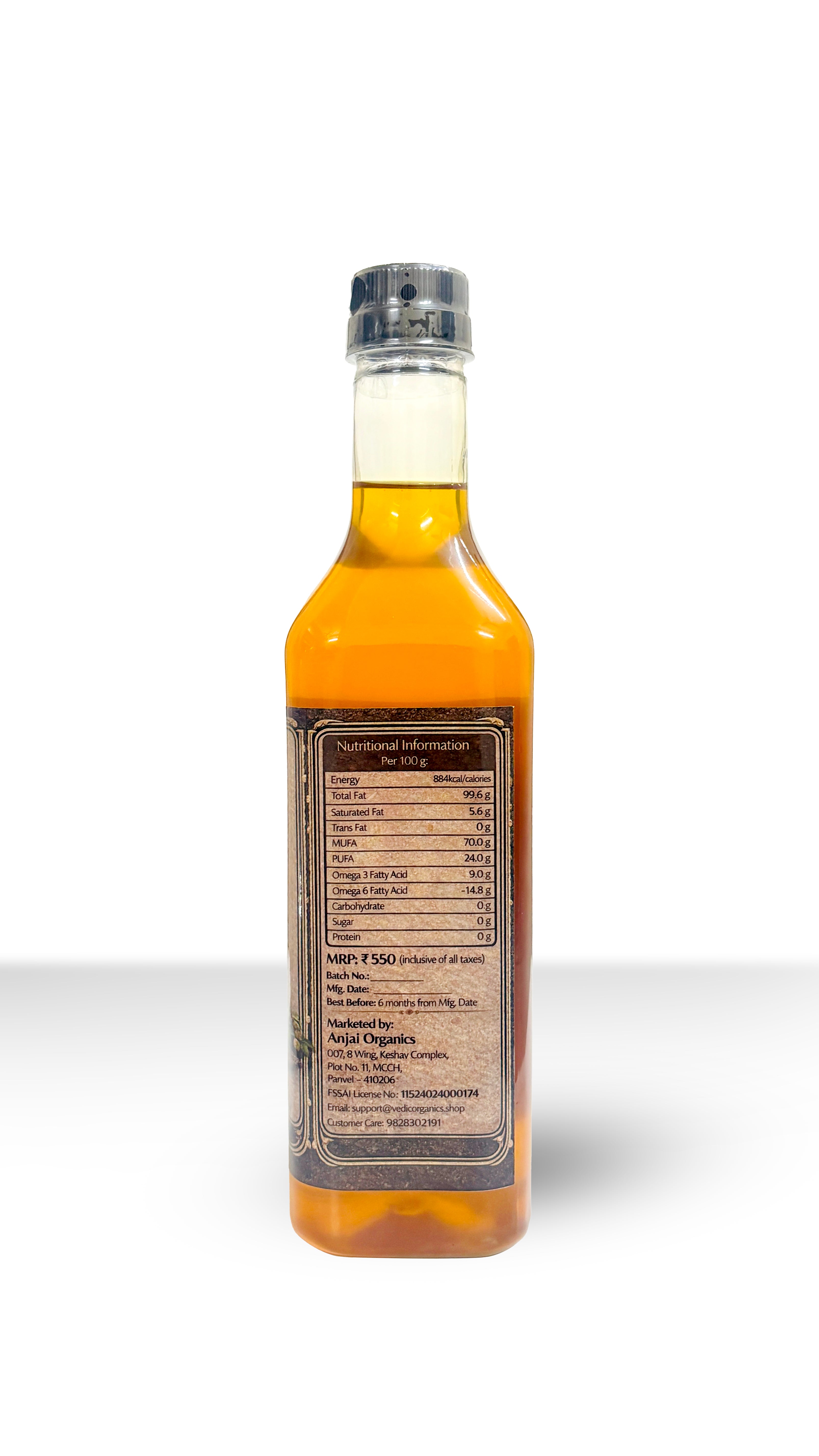 Anjai Organics Traditional Kachi Ghani Mustard Oil (1 Litre) | Cold Pressed | Wood Pressed | Unrefined | Chemical Free