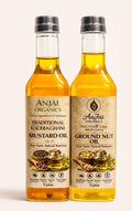 Anjai Organics Cold Pressed Oil Combo (1L Mustard Oil + 1L Groundnut Oil) | Kachi Ghani | Wood Pressed | Chemical Free | 100% Natural
