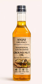 Anjai Organics Cold Pressed Groundnut Oil (1 Litre) | Wood Pressed | Kachi Ghani | Unrefined | Chemical Free