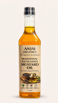Anjai Organics Traditional Kachi Ghani Mustard Oil (1 Litre) | Cold Pressed | Wood Pressed | Unrefined | Chemical Free