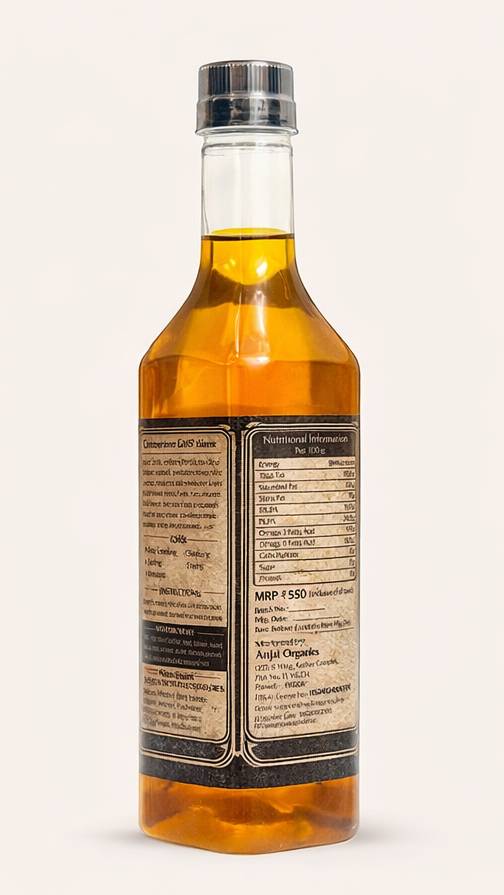 Anjai Organics Traditional Kachi Ghani Mustard Oil (1 Litre) | Cold Pressed | Wood Pressed | Unrefined | Chemical Free