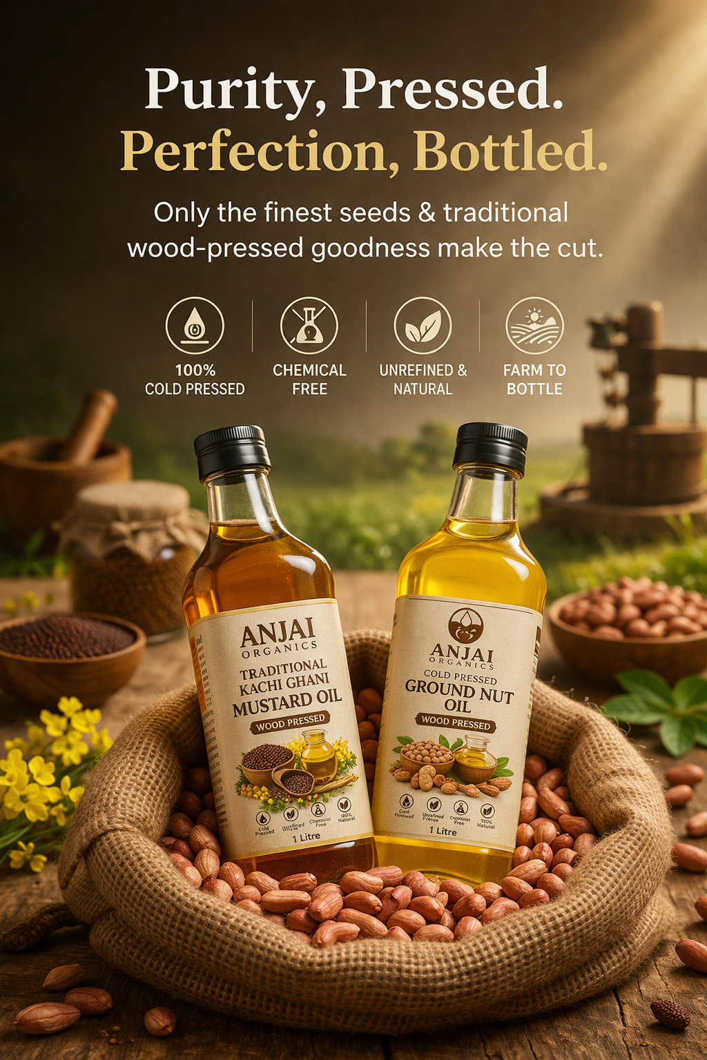 Purity Pressed, Perfection Bottled - Anjai Organics Mustard & Groundnut Oil